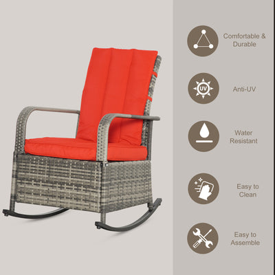 PE Rattan Rocking Recliner with Footrest