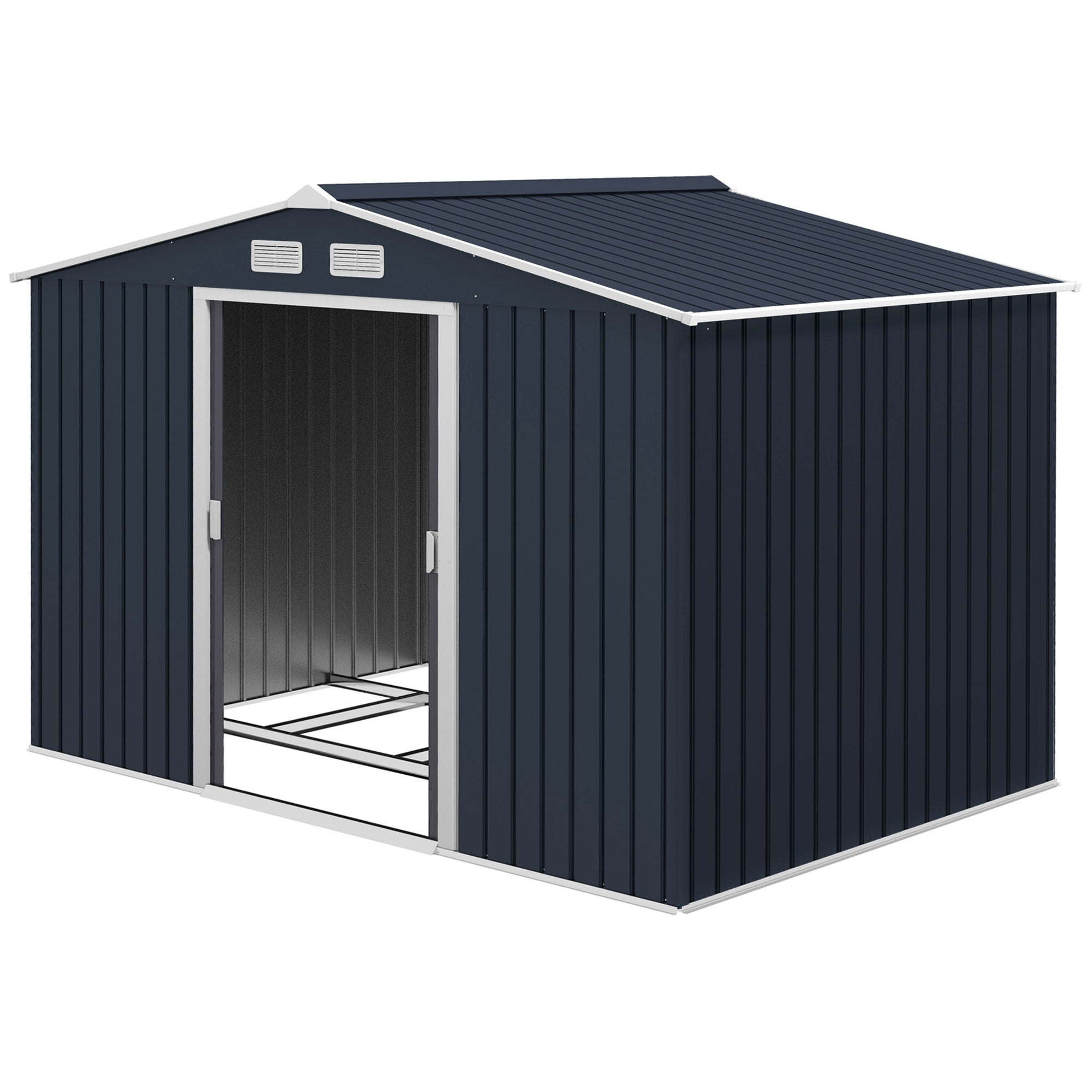 9' x 6' Outdoor Storage Shed, Garden Tool Metal Shed with Foundation Kit