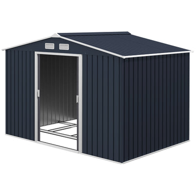 9' x 6' Outdoor Storage Shed, Garden Tool Metal Shed with Foundation Kit