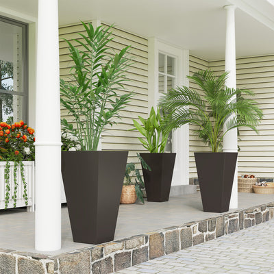 Tall Planters for Outdoor Plants Set of 3, 28 In Taper Planters with Drainage Holes, Indoor Grande Plant Pots, Front Porch Decor