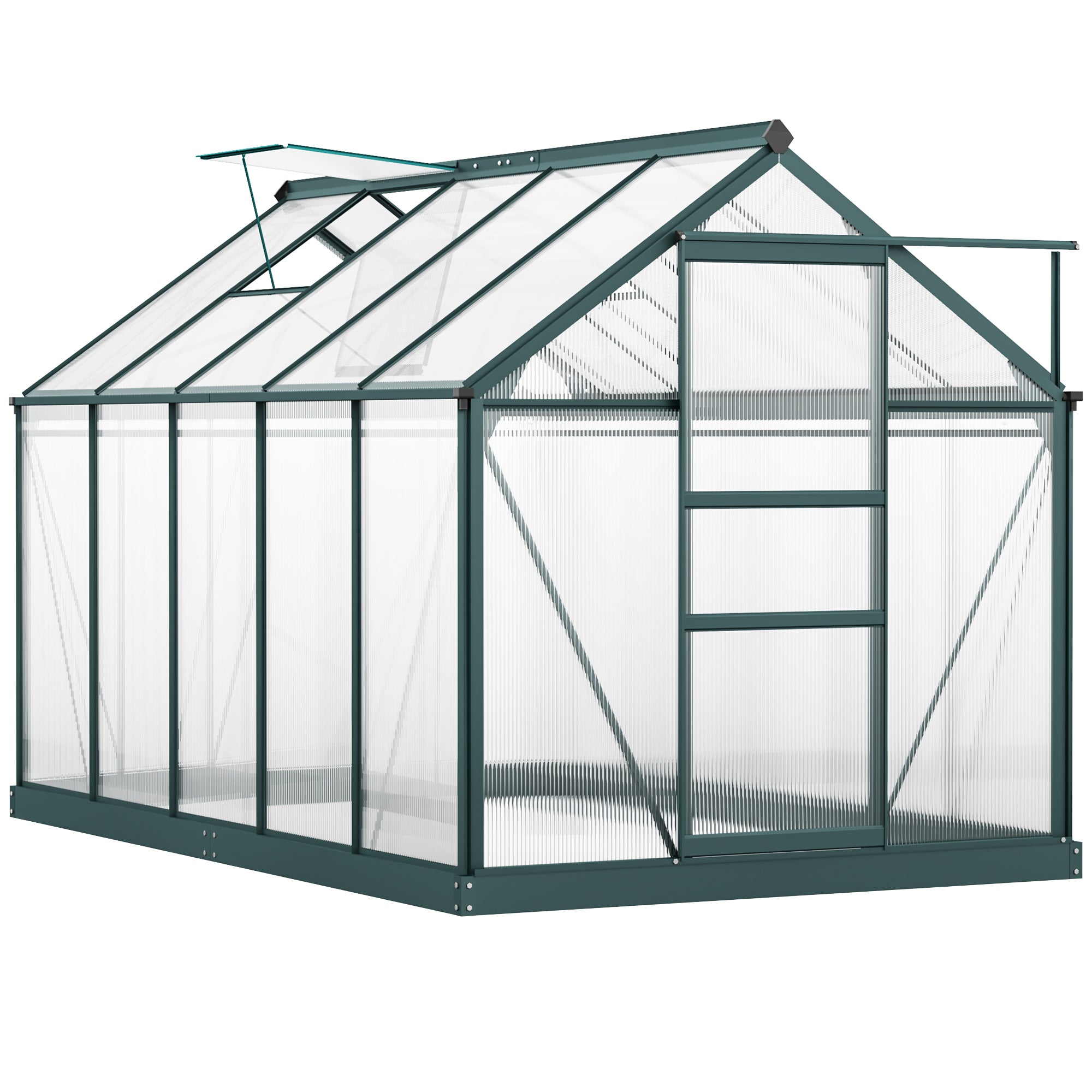 Greenhouse for Outdoors, Polycarbonate Greenhouse with Rain Gutter and Roof Vent, Aluminum Walk-in Green House for Patio Backyard Garden