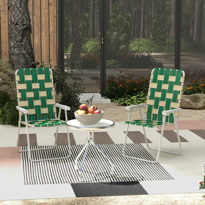 Set of 2 Patio Folding Chairs, Classic Outdoor Camping Chairs, Portable Lawn Chairs w/ Armrests