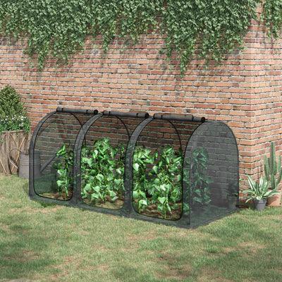 9' x 4' Crop Cage, Plant Protection Tent with Three Zippered Doors, Steel Frame, Storage Bag and 4 Ground Stakes, for Garden, Yard, Lawn