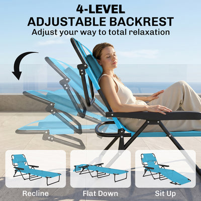Folding Lounge Chair w/ Reclining Back