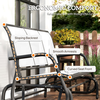 3-Person Outdoor Patio Glider Bench, Porch Glider Swing with 3 Seats, Breathable Mesh Fabric, Metal Frame
