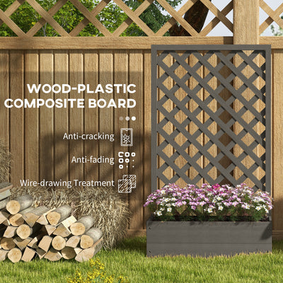 Trellis Planter Box for Climbing Plants, Raised Garden Bed w/ Trellis Lattice for Outdoor Garden, Deck, Backyard