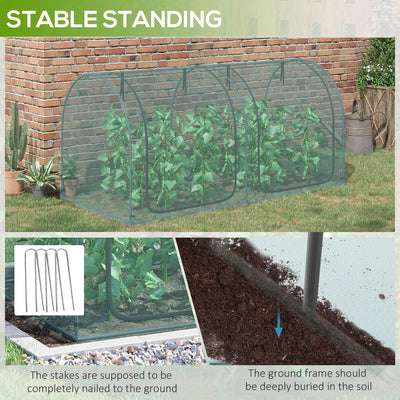 8' x 4' Crop Cage, Plant Protection Tent with Two Zippered Doors, Steel Frame, Storage Bag and 4 Ground Stakes, for Garden, Yard, Lawn