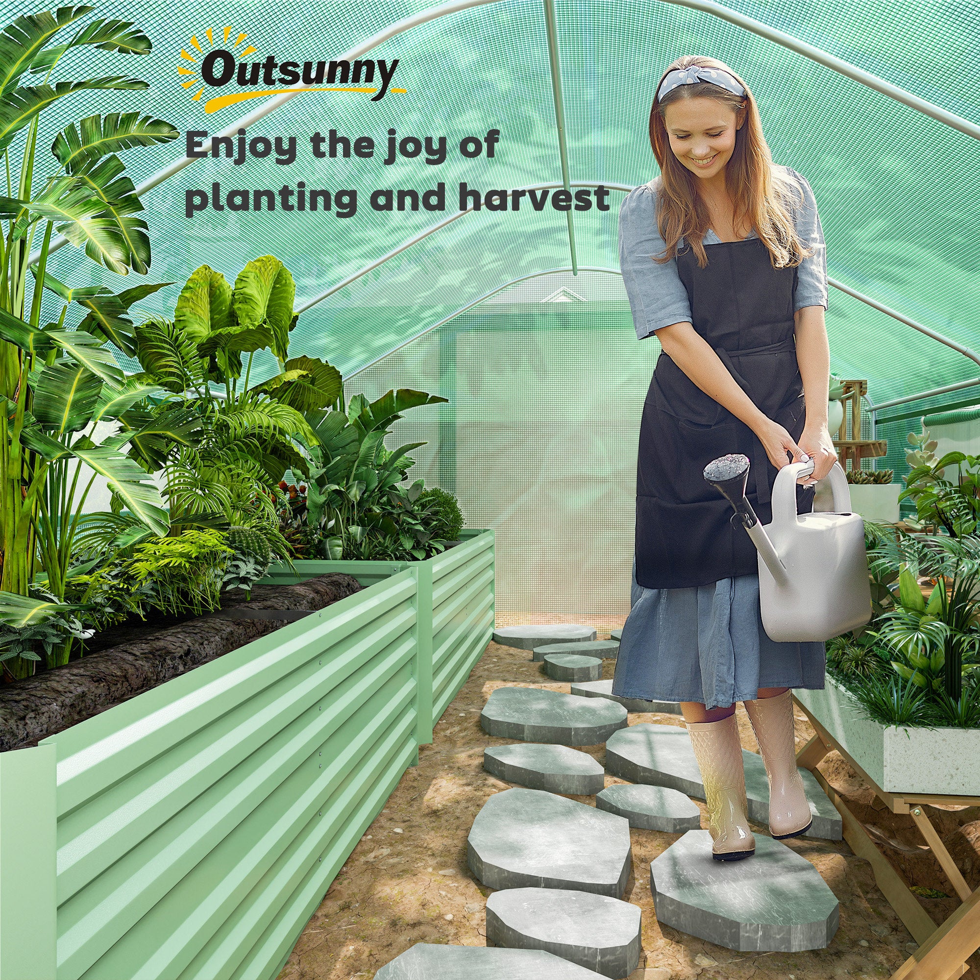 13' x 10' x 6.5' Tunnel Greenhouse Hoop House with Upgraded Galvanized Steel Frame and Large Windows