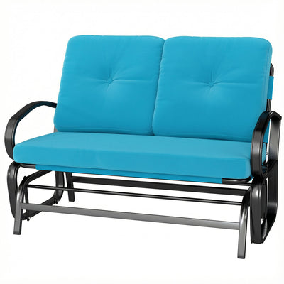 Outdoor Glider Bench, 2-Person Patio Rocker Loveseat with Tufted Cushions, Steel Frame for Porch, Garden Backyard
