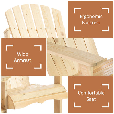 Fire Pit Seating, 2 Wooden Adirondack Chairs with Outdoor Table & Umbrella Hole, Wood 2 Person Adirondack Bench