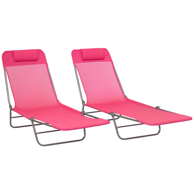 2 Piece Folding Chaise Lounge Chairs, Pool Sun Tanning Chairs with Reclining Back, Breathable Mesh Seat