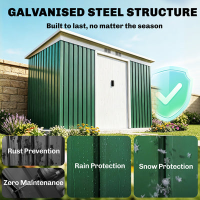 9' x 4' Metal Outdoor Storage Shed, Tool House with Double Lockable Doors for Backyard, Patio, Lawn, Garage