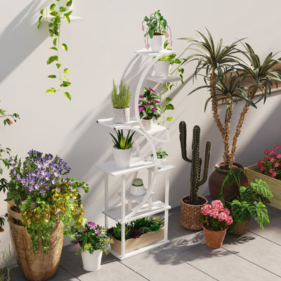 Plant Stand Indoor, 8 Tier 62" S-Shaped Plant Shelf, Corner Plant Rack for Multiple Plants, White