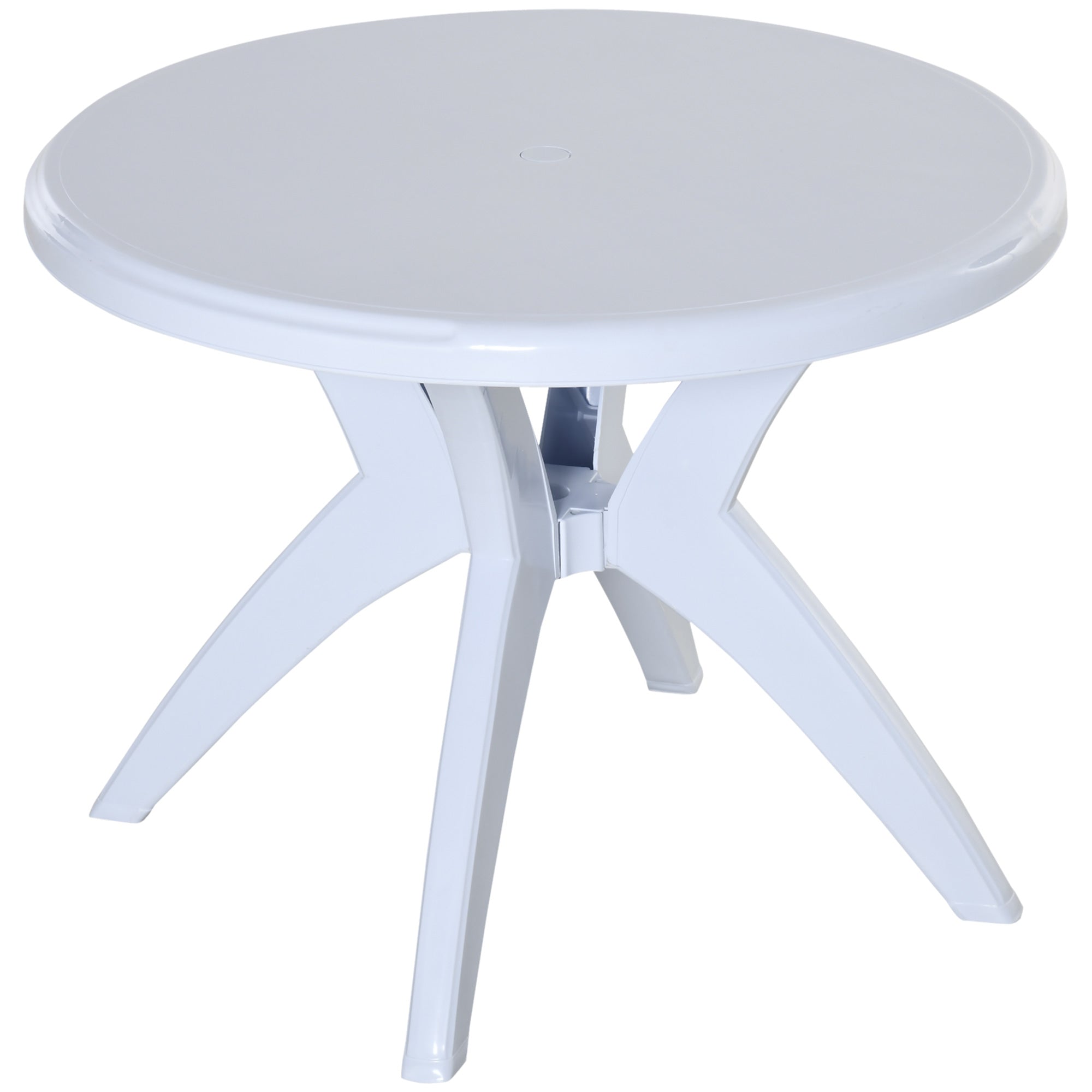 Patio Dining Table with Umbrella Hole Round Outdoor Bistro Table for Garden Lawn Backyard