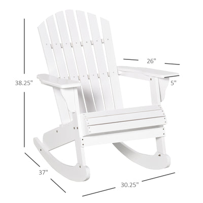 Wooden Adirondack Rocking Chair Outdoor Lounge Chair Fire Pit Seating with Slatted Wooden Design, Fanned Back
