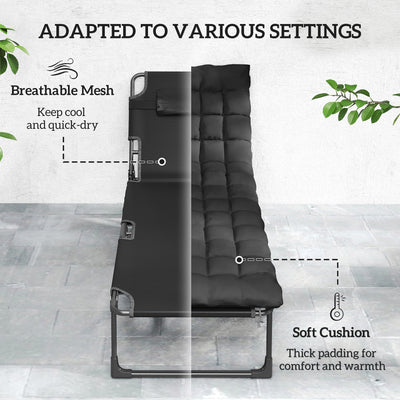 Folding Chaise Lounge Chair Outdoor Tanning Chair Set of 2 with 5-Position Backrest, Cushions, Side Pocket