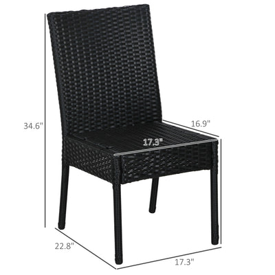 4 PE Rattan Outdoor Dining Chairs with Cushions, Patio Wicker Dining Chairs with Backrest