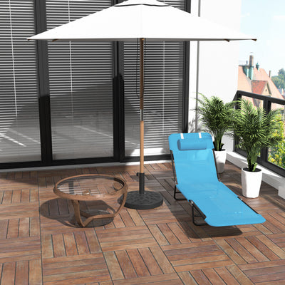 Folding Chaise Lounge Chair, Pool Sun Tanning Chair, Outdoor Lounge Chair with Reclining Back, Breathable Mesh Seat, Headrest for Beach, Yard, Patio
