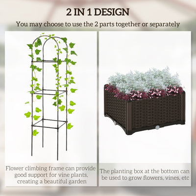 6' Raised Garden Bed Planter with Trellis, Self-Watering Disk, Drainage Holes & Steel Frame for Climbing Plants