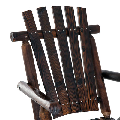 Outdoor Wooden Rocking Chair, Single-Person Rustic Adirondack Rocker with Slatted Seat, High Backrest, Armrests for Patio, Garden and Porch
