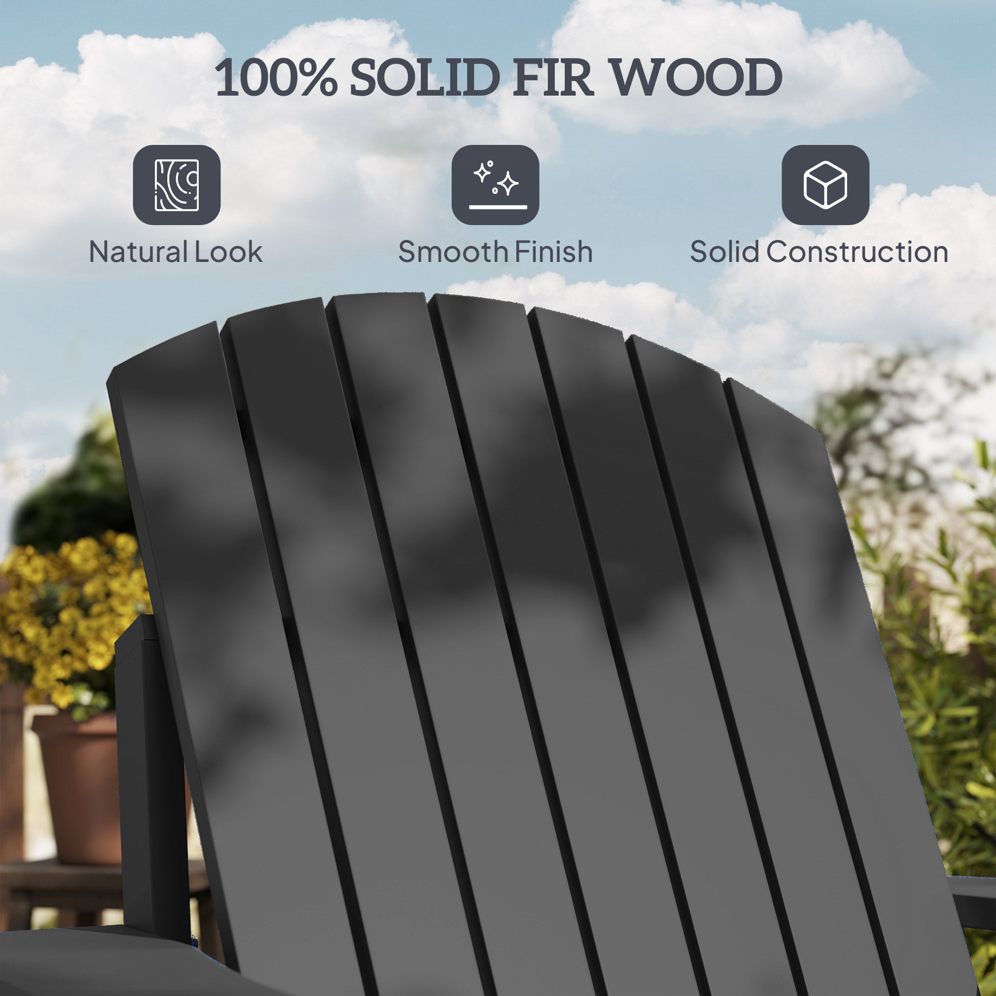 Oversized Adirondack Chair, Outdoor Fire Pit and Porch Seating, Classic Log Lounge w/ Built-in Cupholder