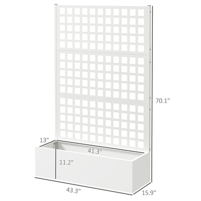 Galvanized Raised Garden Bed Planter Box with Trellis for Climbing Plants, Vegetable, Vines, 43" x 16" x 70"