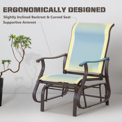 Outdoor Glider Chair, Gliders for Outside Patio with Steel Frame and Mesh Fabric for Backyard, Garden, and Porch