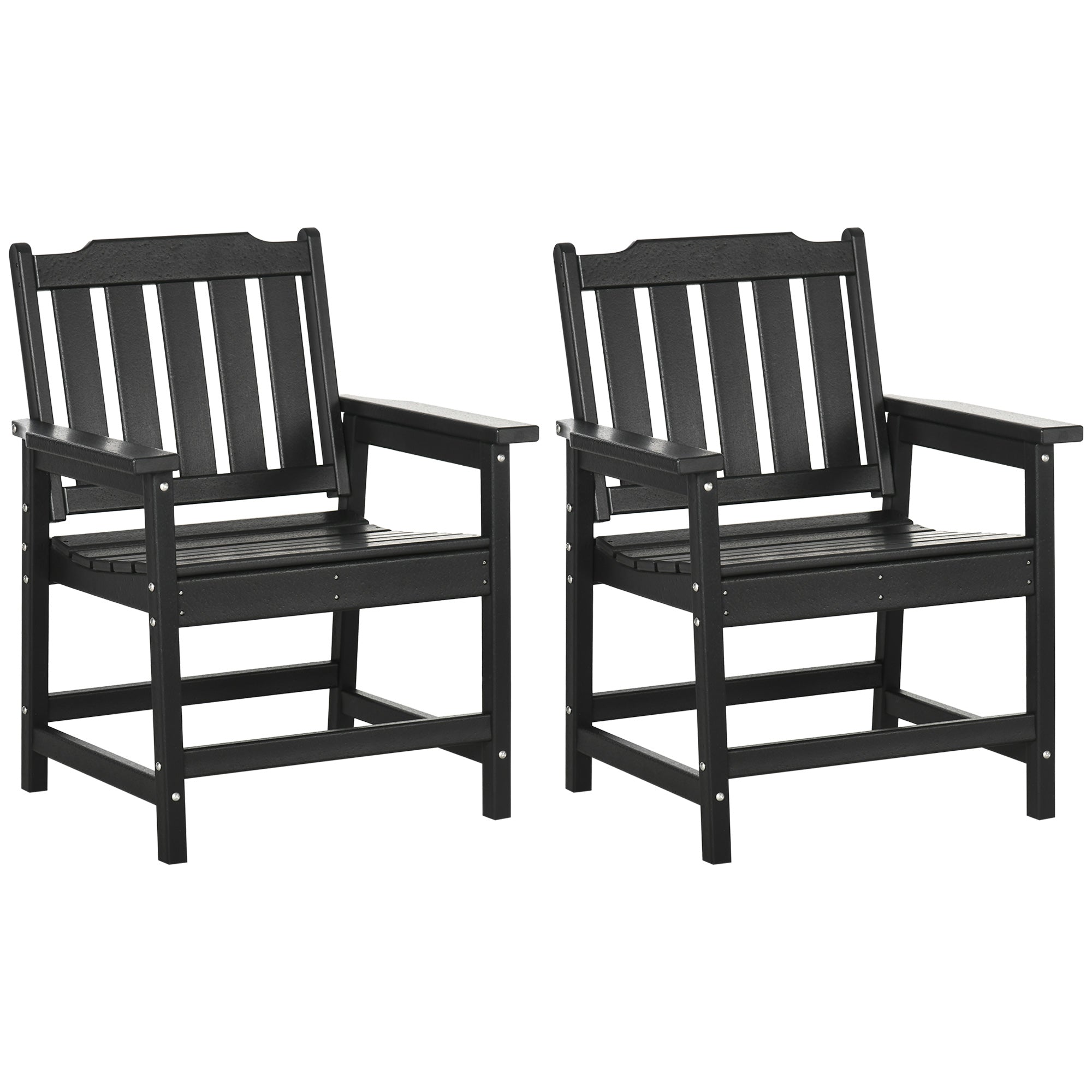 2 Piece All-Weather Patio Chairs, HDPE Patio Dining Chair Set, Heavy Duty Wood-Like Outdoor Furniture