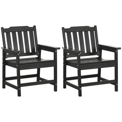 2 Piece All-Weather Patio Chairs, HDPE Patio Dining Chair Set, Heavy Duty Wood-Like Outdoor Furniture