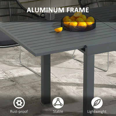 Expandable Patio Table, Outdoor Dining Table for 4-6 with Aluminum Frame for Garden, Lawn, Balcony Terrace