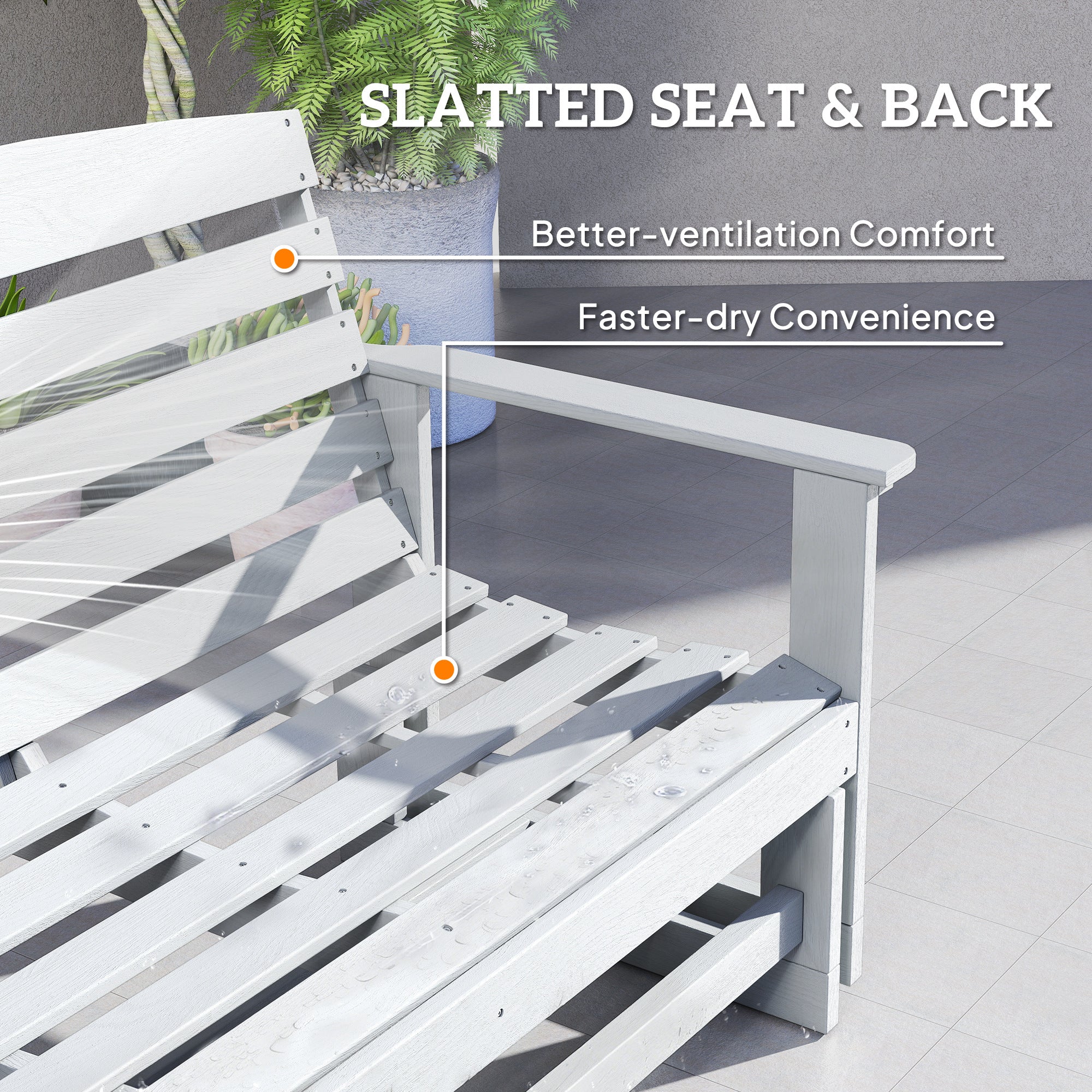 Patio Glider Bench w/ HDPE Slatted Double Rocking Chair