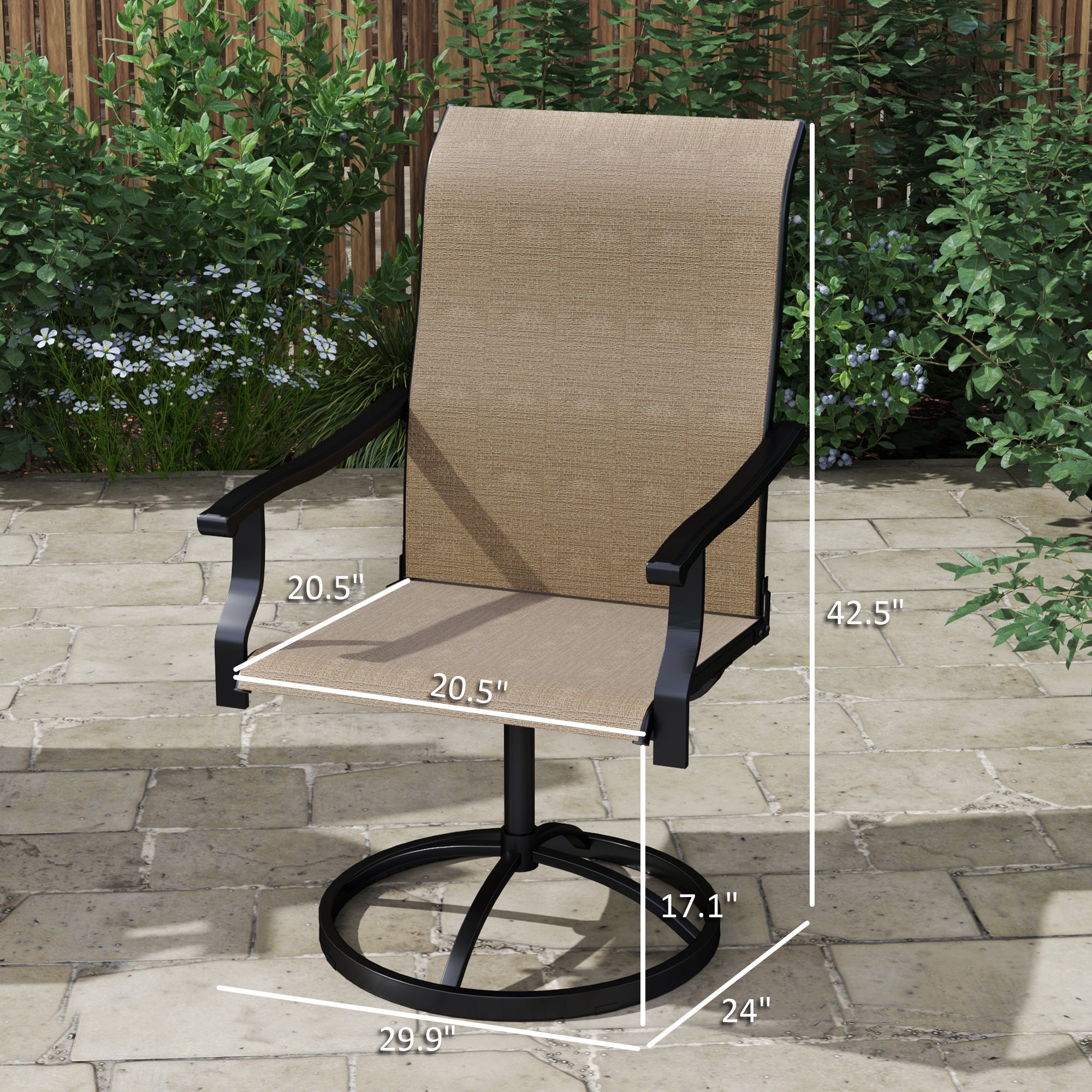 Patio Swivel Chairs Set of 2, High Back Patio Dining Chairs with All-Weather Mesh for Backyard, Lawn, Garden
