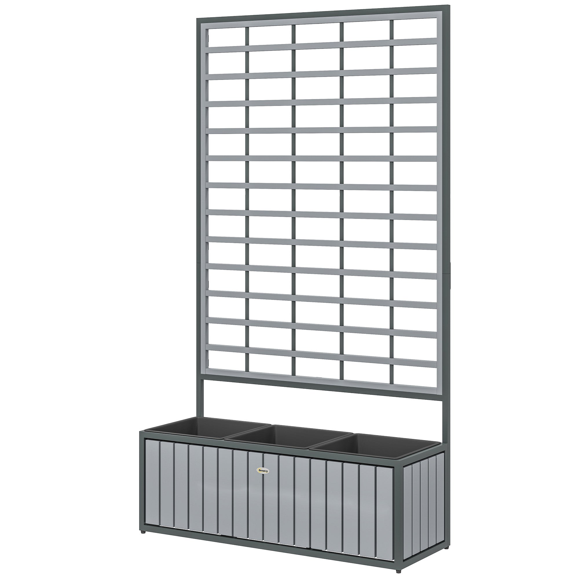 Wooden Raised Garden Bed with Trellis, Removable Pots for Backyard, Patio, Balcony, 29" x 11" x 52"