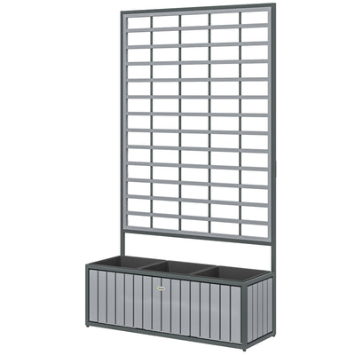 Wooden Raised Garden Bed with Trellis, Removable Pots for Backyard, Patio, Balcony, 29" x 11" x 52"