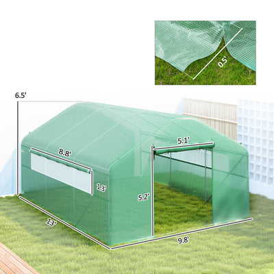 13' x 10' x 6.5' Tunnel Greenhouse Hoop House with Upgraded Galvanized Steel Frame and Large Windows