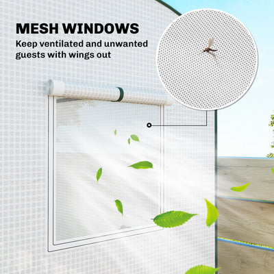Mini Greenhouse, Portable Greenhouse with Roll-Up Door and 2 Mesh Windows, PE Cover, 78.7" x 29.5" x 74"