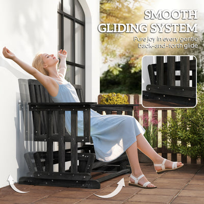 2-Person Patio Swing Glider Bench with Quick Drying Design and Wide Armrest, Wood Rocking Chair Loveseat for Backyard Garden Porch