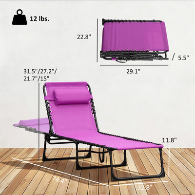 Foldable Chaise Lounge, 3-Position Reclining Back, Portable design and Breathable Mesh for Poolside, Camping, Hiking