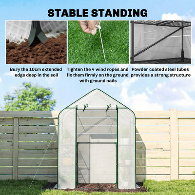 Greenhouse for Outdoors, Portable Greenhouse with 6 Shelves, UV-Resistant PE Cover, Roll-Up Door