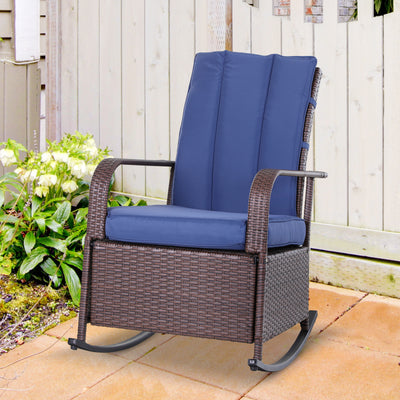 PE Rattan Rocking Recliner with Footrest