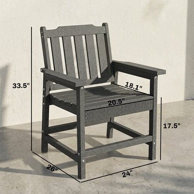 All-Weather Patio Chair, HDPE Patio Dining Chair, Heavy Duty Wood-Like Outdoor Furniture for Garden, Backyard, Deck, Porch, Lawn