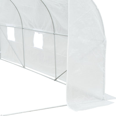 11.5' x 10' x 6.5' Outdoor Walk-in Greenhouse, Tunnel Green House with Roll-up Windows, Zippered Door, PE Cover, Heavy Duty Steel Frame, White