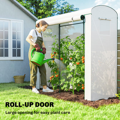 Mini Greenhouse, Portable Greenhouse with Roll-Up Door and 2 Mesh Windows, PE Cover, 78.7" x 29.5" x 74"