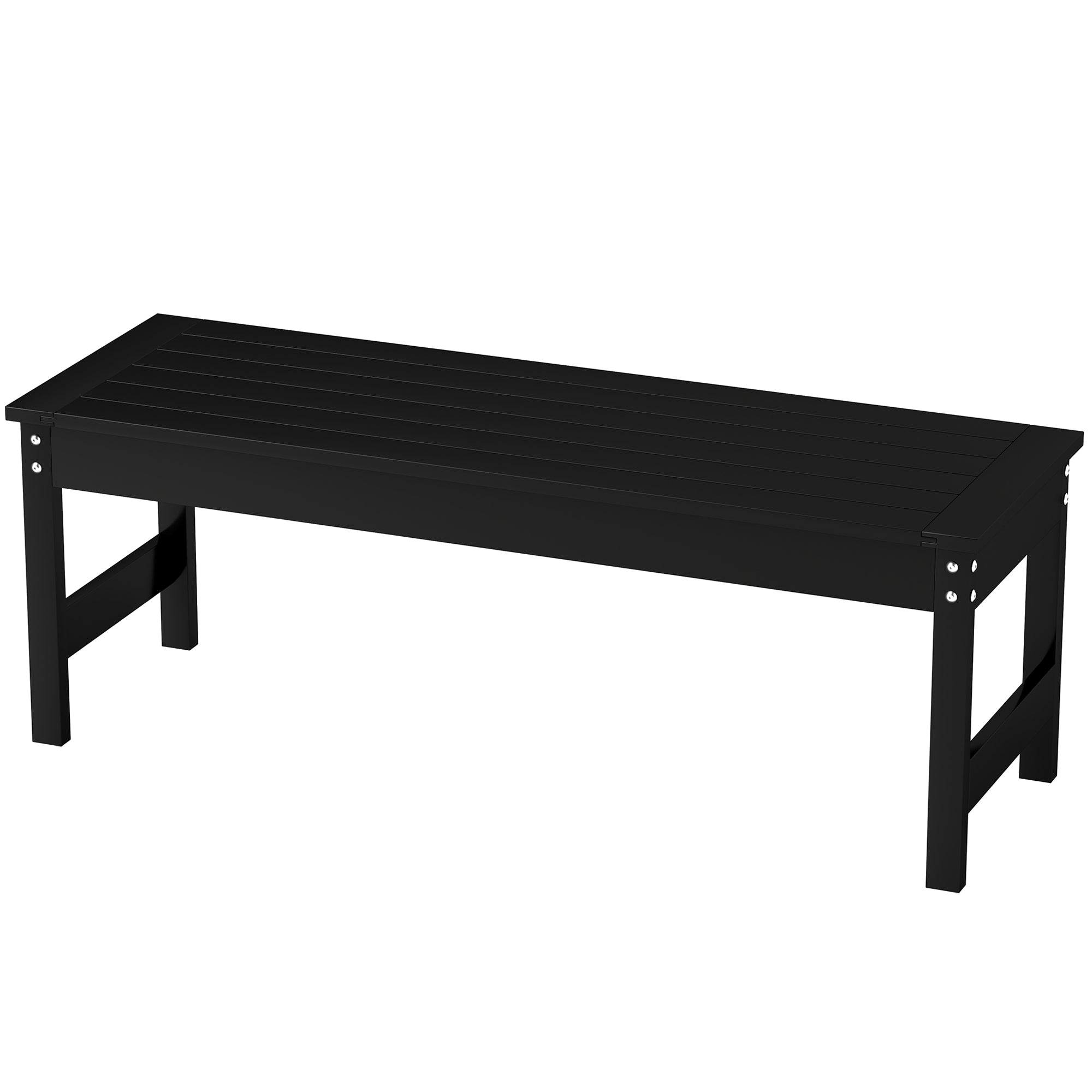 47" Outdoor Bench Seat, HDPE All-Weather Garden Bench, Backless Slatted Patio Bench for Yard, Porch, Park, Black