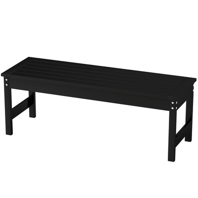47" Outdoor Bench Seat, HDPE All-Weather Garden Bench, Backless Slatted Patio Bench for Yard, Porch, Park, Black