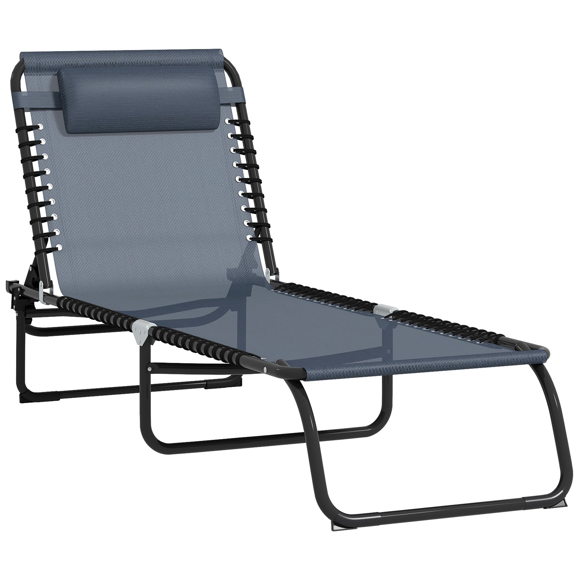 Foldable Chaise Lounge, 3-Position Reclining Back, Portable design and Breathable Mesh for Poolside, Camping, Hiking