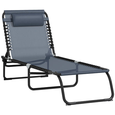 Foldable Chaise Lounge, 3-Position Reclining Back, Portable design and Breathable Mesh for Poolside, Camping, Hiking