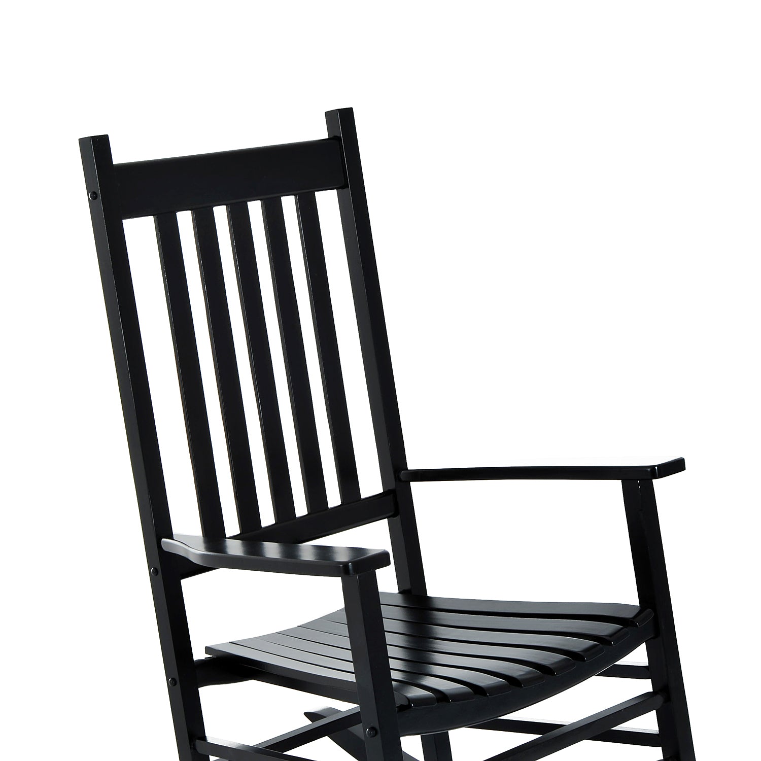 Wooden Outdoor Rocking Chair with Armrests, High Back for Garden, Patio, Balcony, Porch, Black