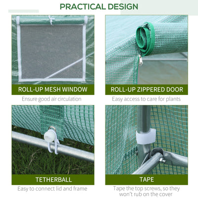 20' x 10' x 7' Walk-In Tunnel Greenhouse with Zippered Door & 8 Mesh Windows, Large Garden Green House Kit, Galvanized Steel Frame