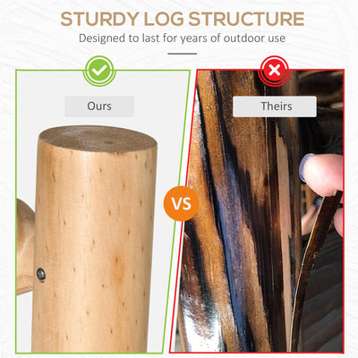 2-Person Wood Rocking Chair with Log Design, Heavy Duty Loveseat with Wide Curved Seats for Patio, Backyard, Garden